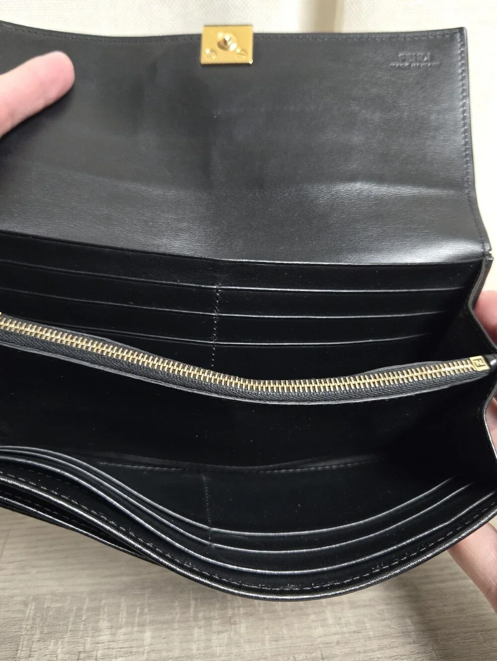 Fendi Roma Continental Black Leather Long Wallet Authentic 8M0251
